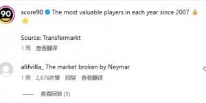 【龙八国际】07年来身价最高球员：10年梅西首破亿，17内马尔1.5亿，18姆总2亿