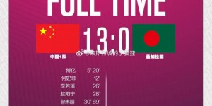 【龙八国际】中体联世界杯：中国女足一队13-0孟加拉国，位列小组第一